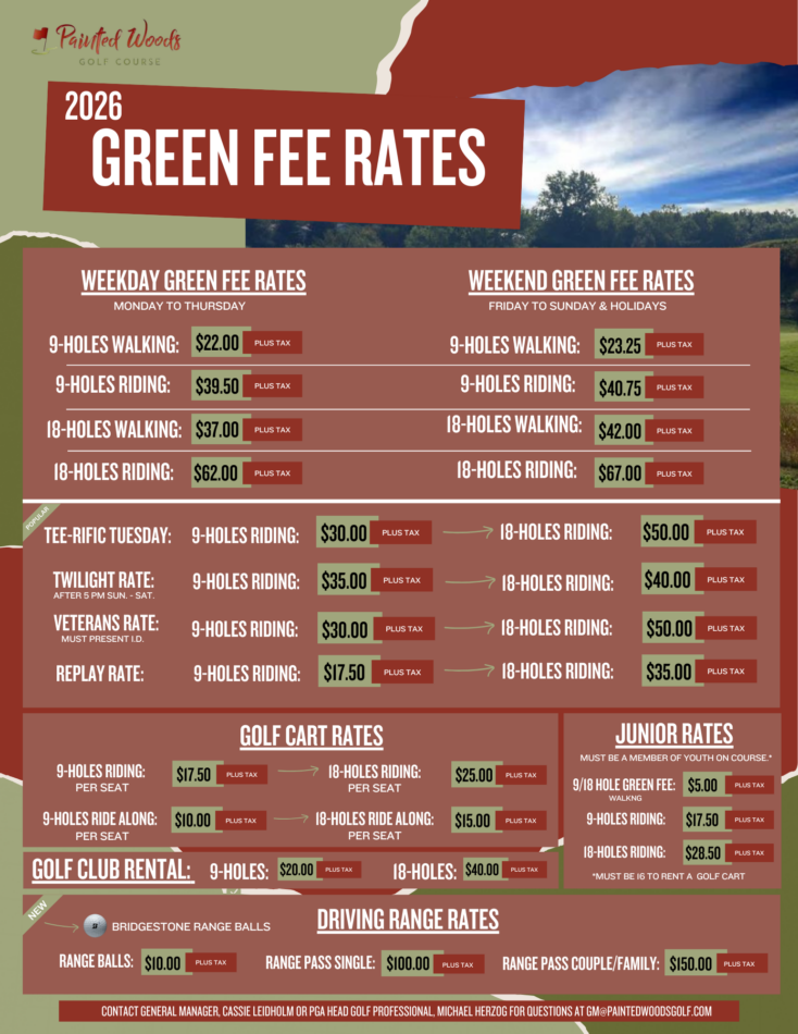 Golf Course Rates Near Me Rates & Fees – Painted Woods Golf Course | 18-hole public golf course ...